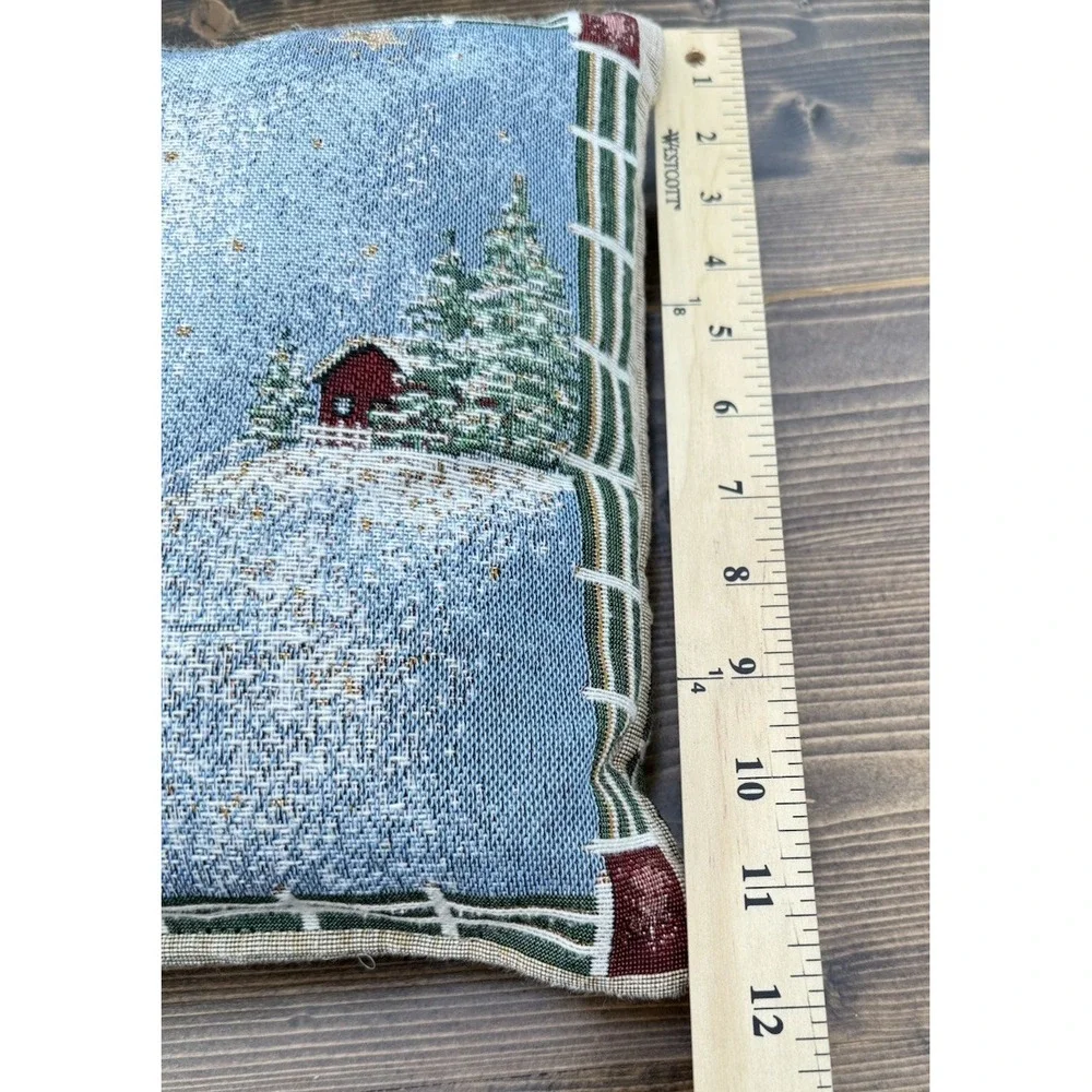 Vintage Christmas Mouse Tapestry Throw Pillow Double Sided Winter Holiday Cottag
